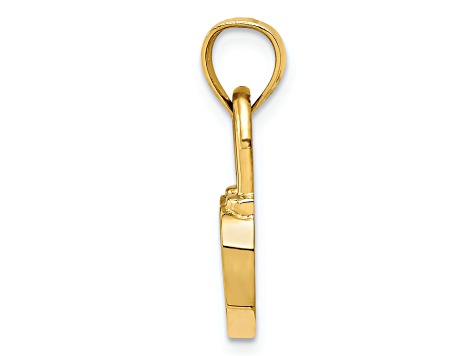 14K Yellow Gold Polished Heart Lock Charm