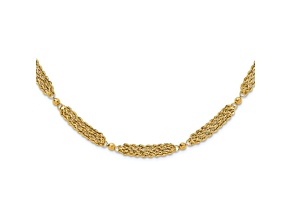 14K Yellow Gold Polished and Diamond-cut Multi-Strand and Beaded 18.25-inch Necklace