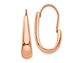 14k Rose Gold 13/16" Polished Tapered J-Hoop Wire Earrings
