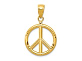 14k Yellow Gold Polished 3D Peace Sign Pendant