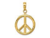14k Yellow Gold Polished 3D Peace Sign Pendant