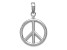 Rhodium Over 14k White Gold 3D Polished Peace Sign Pendant