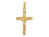 14K Yellow Gold Diamond-cut Fancy Tipped Crucifix Pendant