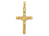 14K Yellow Gold Diamond-cut Fancy Tipped Crucifix Pendant