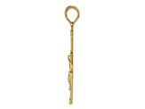 14K Yellow Gold Diamond-cut Fancy Tipped Crucifix Pendant