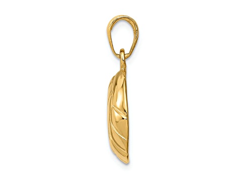 14k Yellow Gold Polished and Textured Open-backed Volleyball Pendant