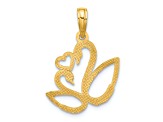 14k Yellow Gold and Rhodium Over 14k Yellow Gold Polished Fancy Heart and Swans Charm