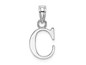 10K White Gold Polished Block Initial Charm