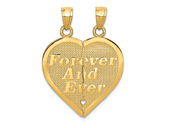 Picture of 14k Yellow Gold Brushed Reversible Forever and Ever Break-Apart Heart Pendant