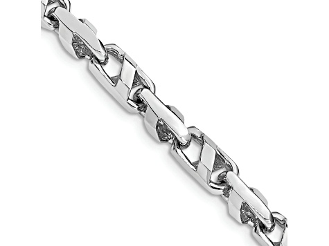 Rhodium Over 14k White Gold 5.5mm Fancy Link Bracelet