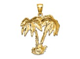 14k Yellow Gold Textured 2D Double Palm Tree Charm