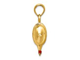 14k Yellow Gold with Red Enamel Polished 3D Genie Lamp Charm