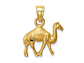 14k Yellow Gold Diamond-Cut and Brushed Camel Pendant