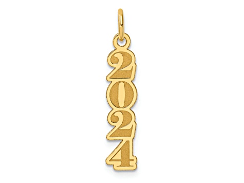 14K Yellow Gold Polished and Satin Vertical 2024 Charm