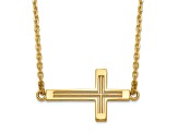 14K Yellow Gold Sideways Cut-out Cross Necklace