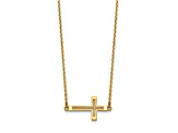 14K Yellow Gold Sideways Cut-out Cross Necklace