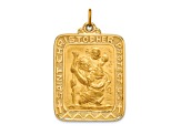14k Yellow Gold Polished and Satin Large Rectangle Saint Christopher Medal Pendant