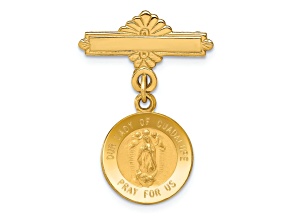 14k Yellow Gold Satin Our Lady of Guadalupe Medal Pin