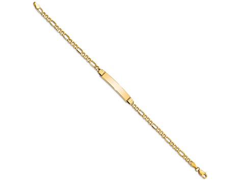10K Massiv Gelbgold ID Armband Figaro Glied Für Kinder 2,5mm 6 Zoll Mit Oder Ohne Gravur