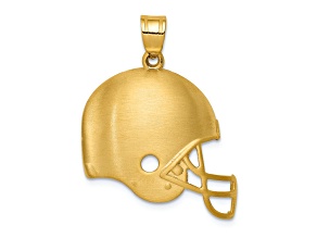 14k Yellow Gold Brushed Football Helmet Pendant