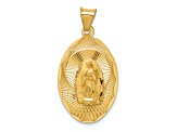 14K Yellow Gold Polished Diamond-cut Lady Of Guadalupe Oval Pendant