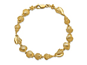 14k Yellow Gold Textured Sea Shells Bracelet