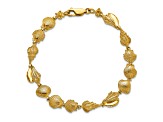 14k Yellow Gold Textured Sea Shells Bracelet