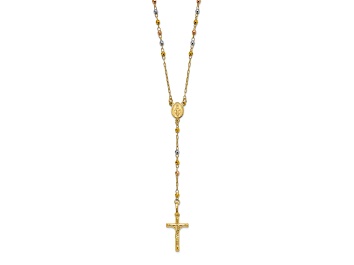 Picture of 14K Yellow, White and Rose Gold Polished Faceted Beads Rosary