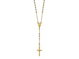 14K Yellow, White and Rose Gold Polished Faceted Beads Rosary