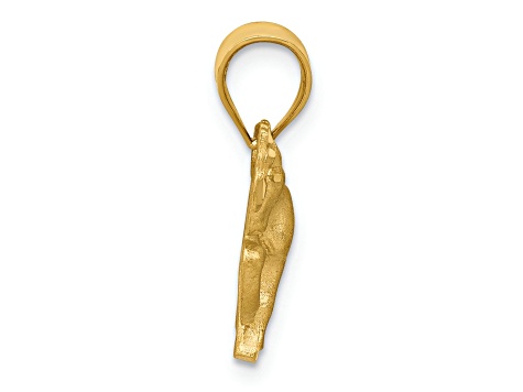 14K Yellow Gold Satin Diamond-cut Horse Pendant
