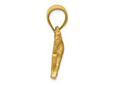 14K Yellow Gold Satin Diamond-cut Horse Pendant