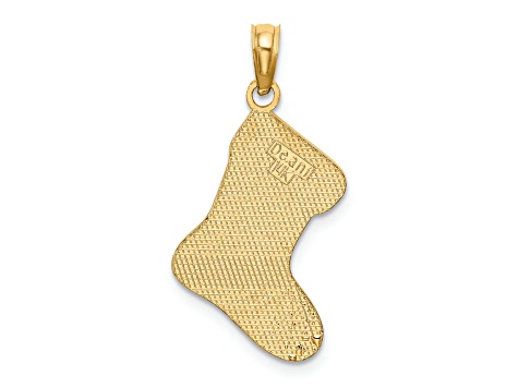 14k Yellow Gold Enameled HO HO HO Christmas Stocking Charm