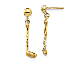 14k Yellow Gold Golf Club Dangle Earrings