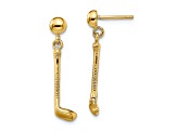 14k Yellow Gold Golf Club Dangle Earrings