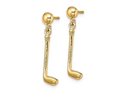 14k Yellow Gold Golf Club Dangle Earrings