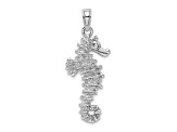 Rhodium Over 14k White Gold 3D Textured Seahorse Pendant