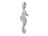 Rhodium Over 14k White Gold 3D Textured Seahorse Pendant