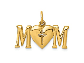 Picture of 14k Yellow Gold Polished MOM with Cross pendant