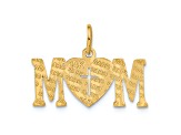 14k Yellow Gold Polished MOM with Cross pendant