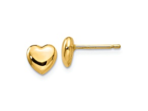 14k Yellow Gold 6mm Polished Heart Stud Earrings