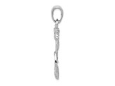 Rhodium Over 14k White Gold Solid Polished and Textured Anchor Pendant