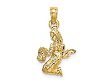Picture of 14k Yellow Gold 3D Textured Virgo Zodiac pendant