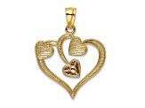 14k Yellow Gold and 14k Rose Gold with Rhodium over 14k Yellow Gold Polished Hearts Pendant