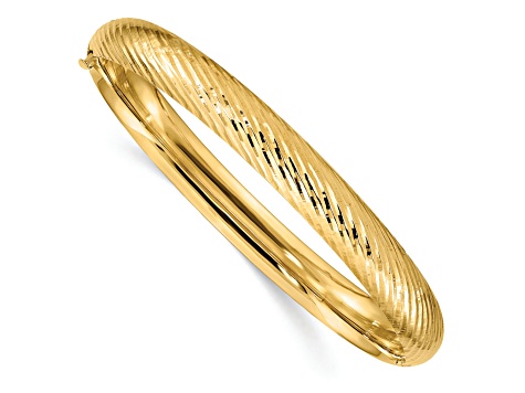 14K Yellow Gold 5/16 Textured Hinged Bangle