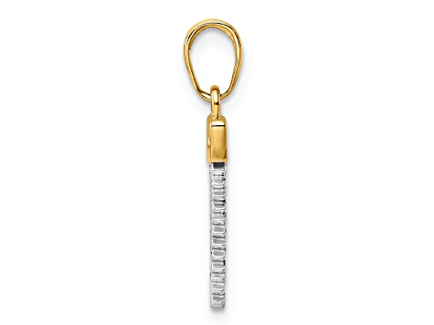 14K Two-tone Gold Diamond-Cut Reversible Saw Pendant