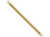 14k Yellow Gold 8.54mm Brushed and Polished Basket Weave Pattern Link Bracelet