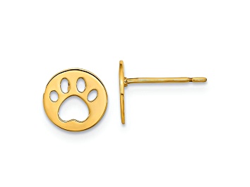 Picture of 14K Yellow Gold Kids Pawprint Post Earrings