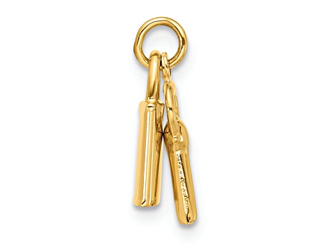 14K Yellow Gold Polished 3D Lock and Key Pendant