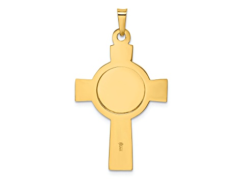 14K Yellow Gold Cross with St. Jude Medal Pendant