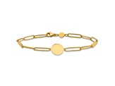 14K Yellow Gold Polished Paperclip Link with Circle and Bar 8.25-inch Bracelet